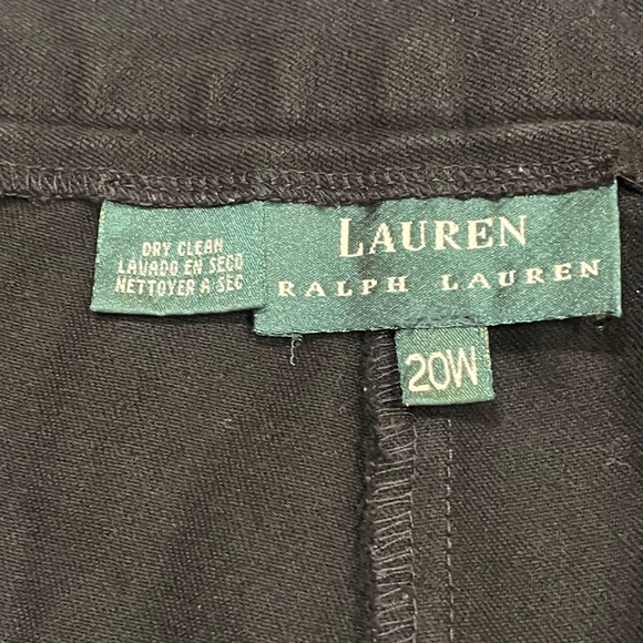 Vintage Lauren Ralph Lauren Womens Pants Black Plus Sz 20W Cotton Leather Brass - Picture 10 of 13